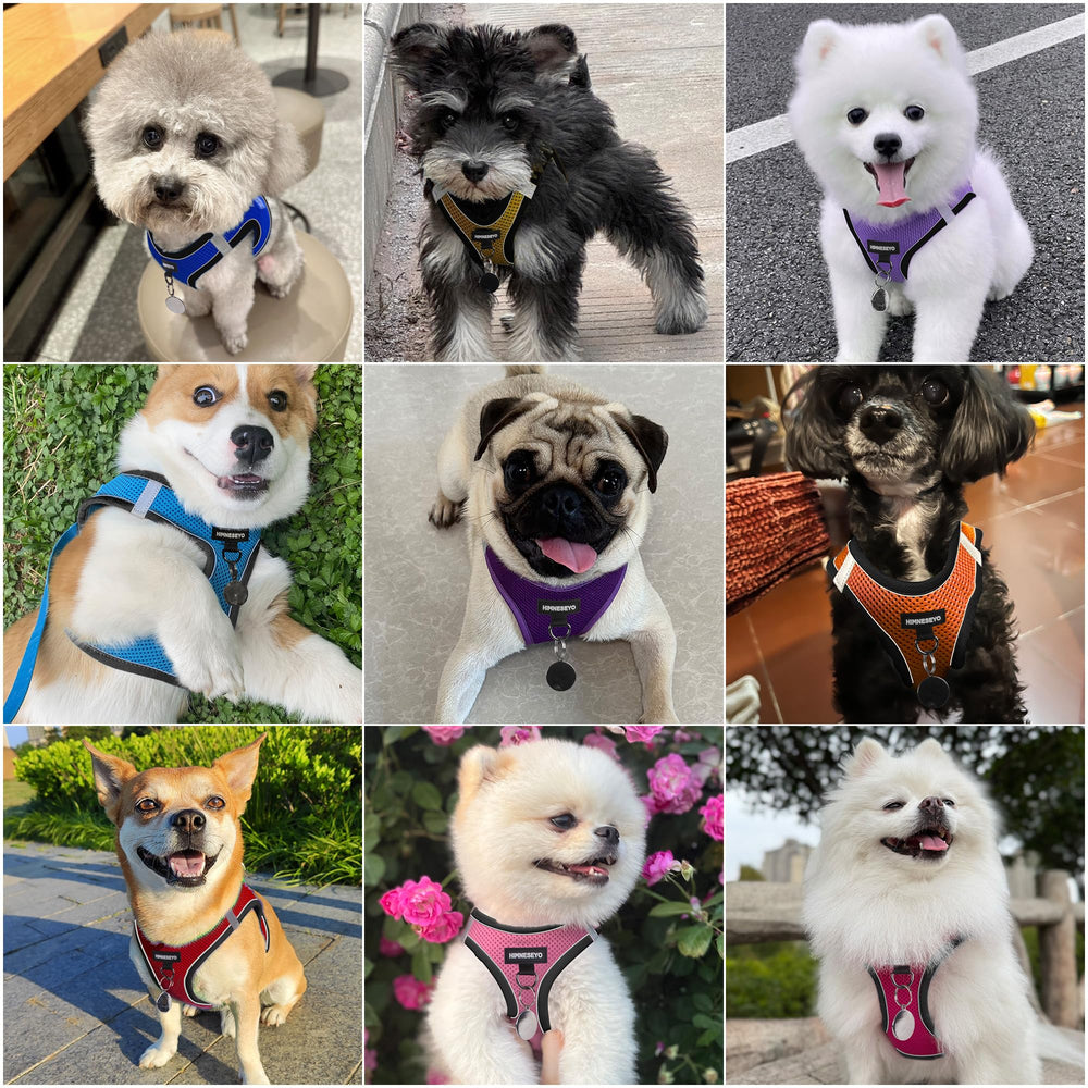 HIMNESEYO dog harness pink reflective-strap boosts visibility for safe evening outings.