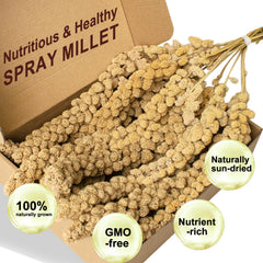 Himscev sun-dried spray millet packaging image shows sealed bag for freshness and convenience.