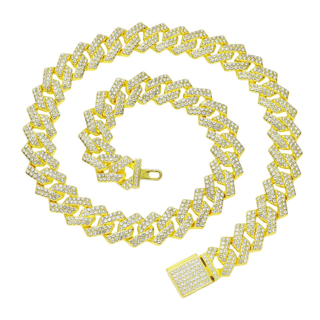 HimyBB Golden Cuban Link Dog Collar side view highlights elegant, rust-resistant design