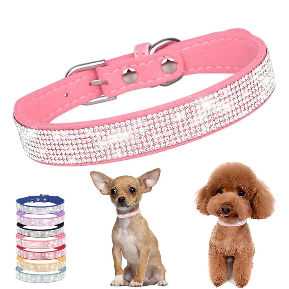 HimyBB pink crystal dog collar for daily chic wear