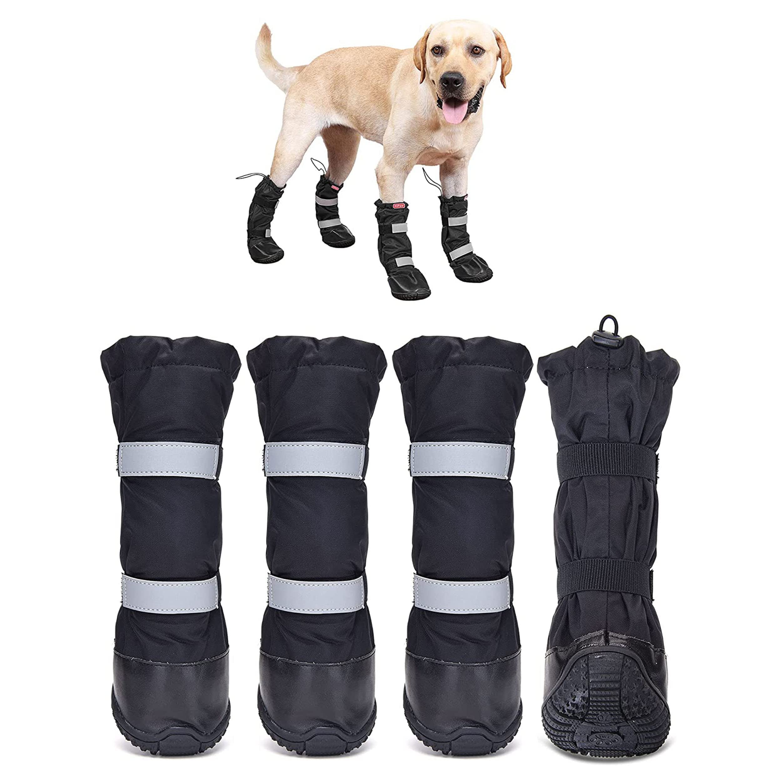 Hipaw waterproof dog boots close-up sole shows anti-slip grip for snowy surfaces