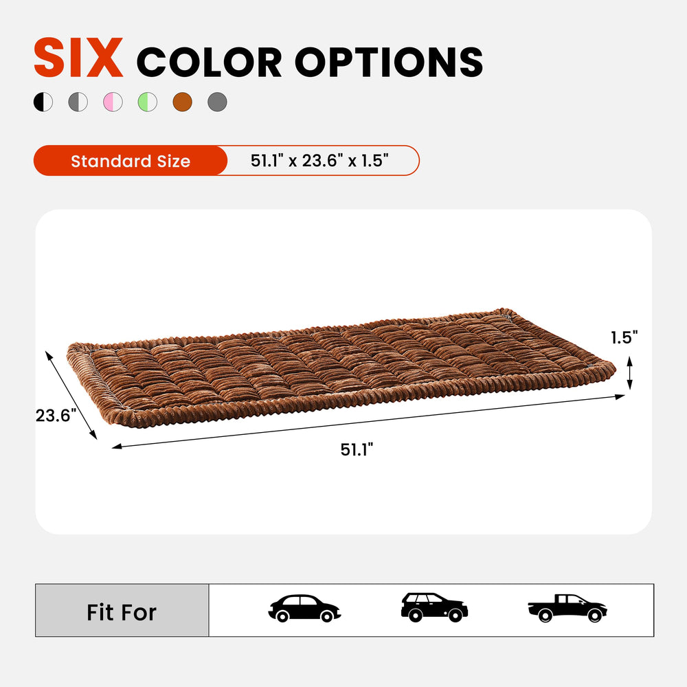 HiPetpy backseat mat sized 51.1 by 23.6 inches fits most backseats.