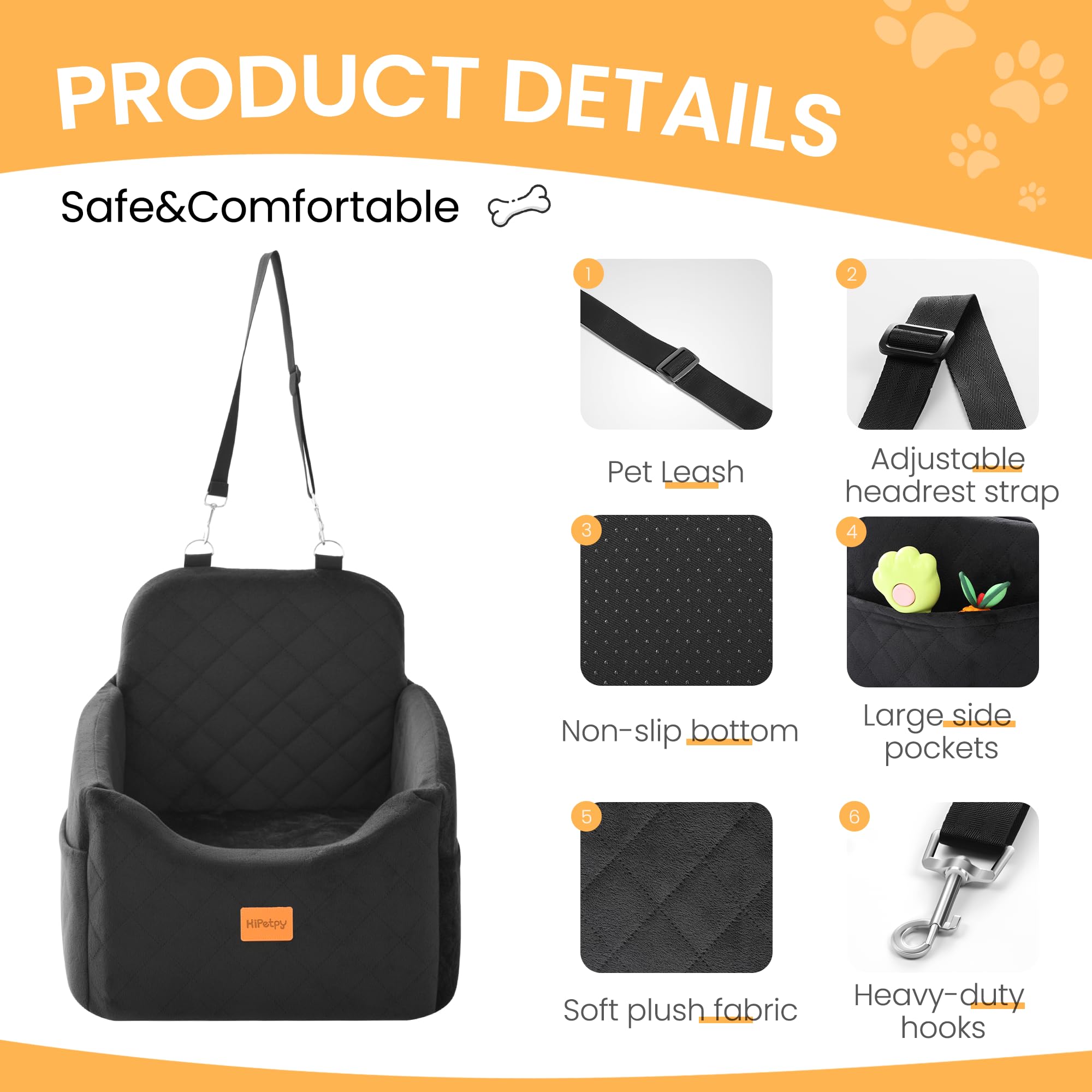 HiPetpy anti-slip bottom keeps small dogs secure during trips