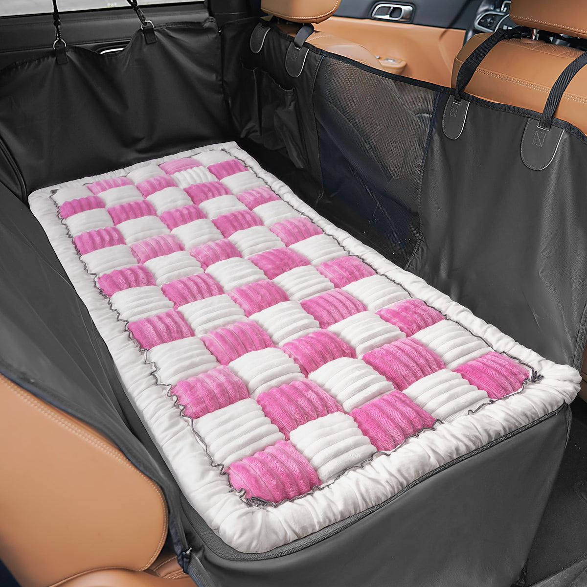 HiPetpy Backseat Dog Bed Mat with non-slip backing for safer car rides.
