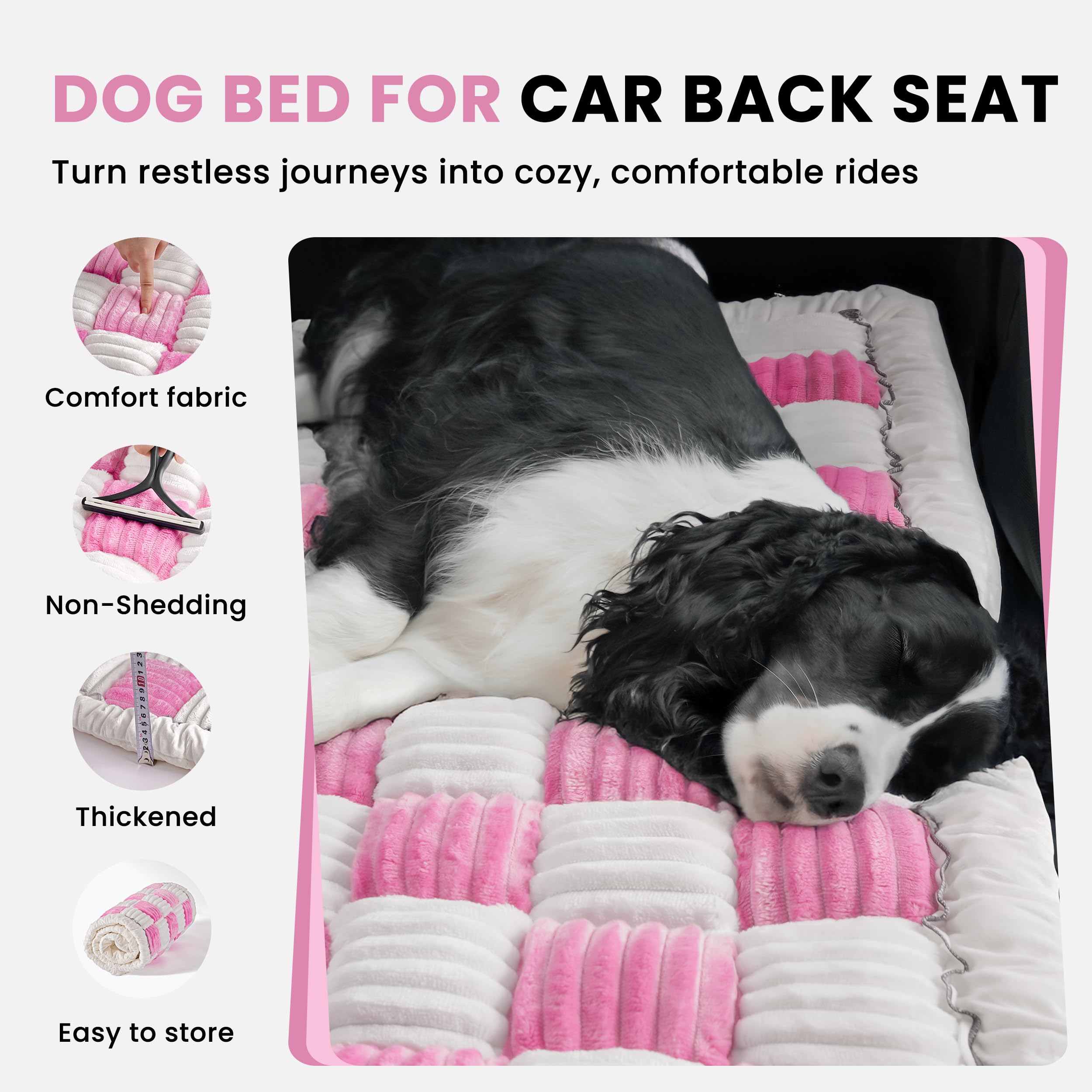 HiPetpy Backseat Dog Bed Mat close-up shows soft flannel for cozy comfort.