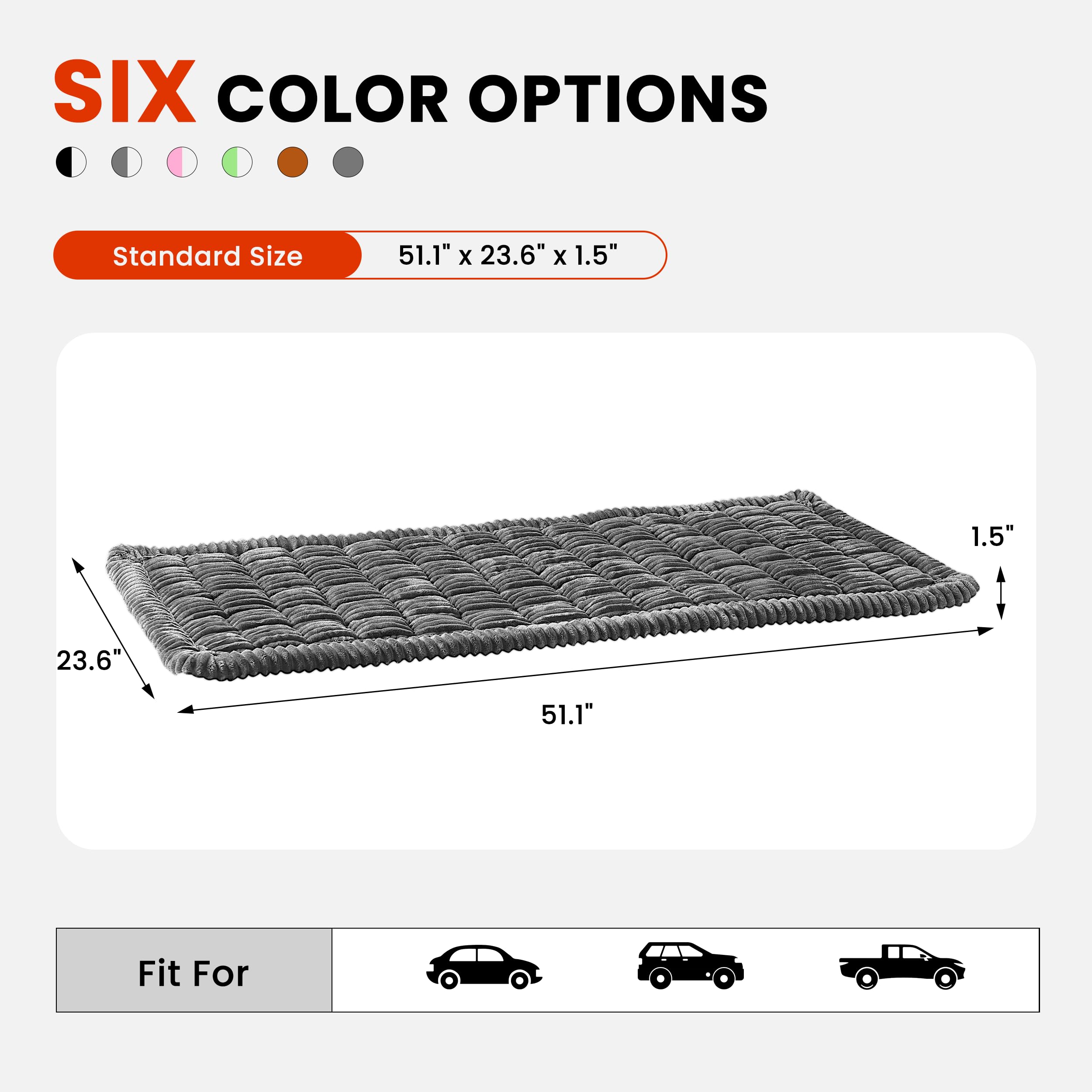 HiPetpy 51.1 by 23.6 inch mat fits most cars, SUVs, and trucks.