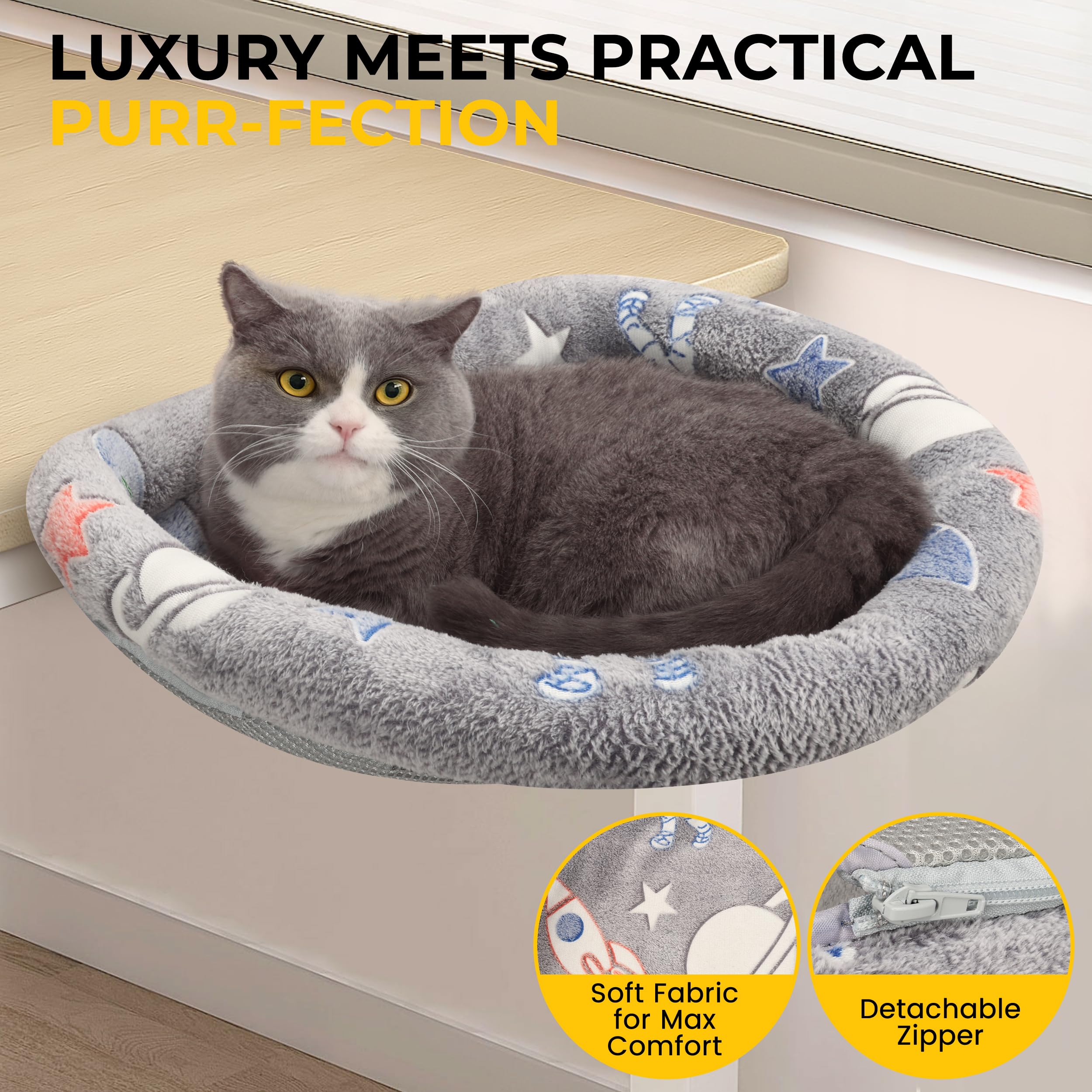 HiPetpy cat desk bed heavy-duty metal frame ensures stable support up to 40 lbs