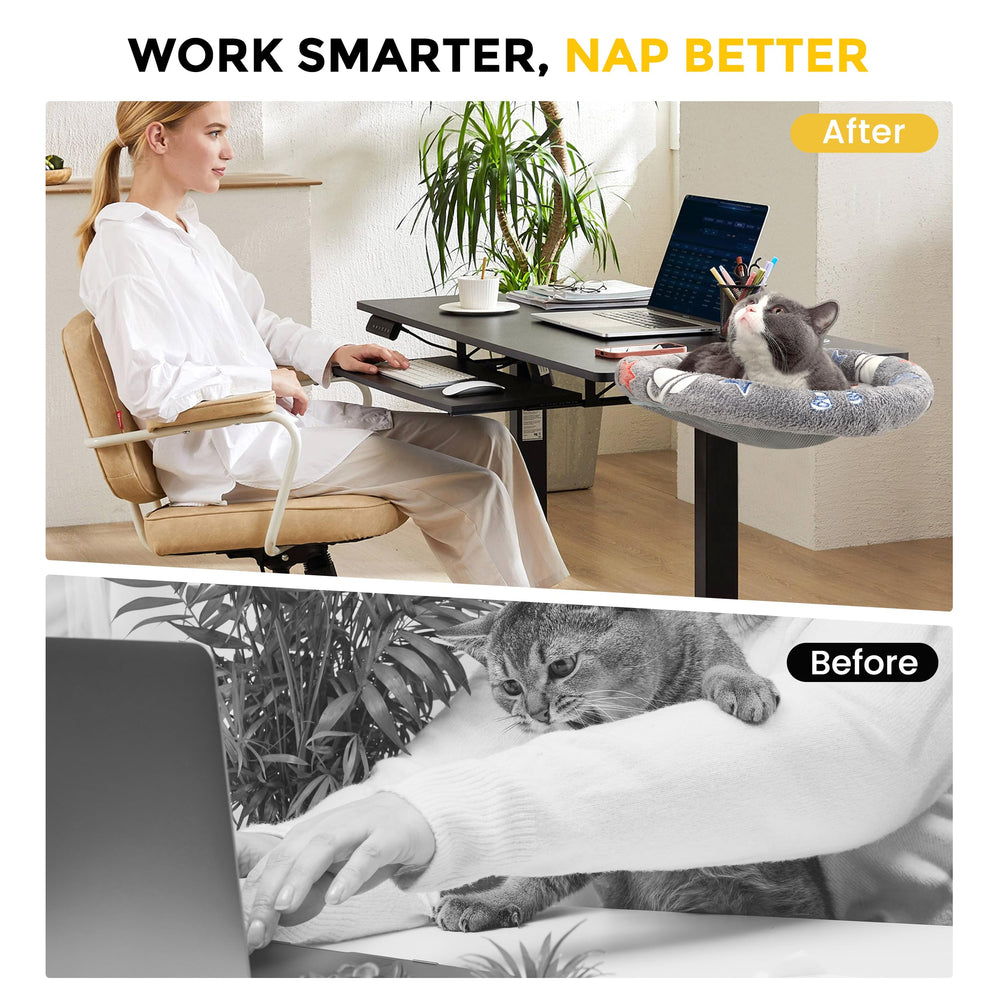 HiPetpy cat desk bed wobble-free security keeps nap perch steady on edge desks