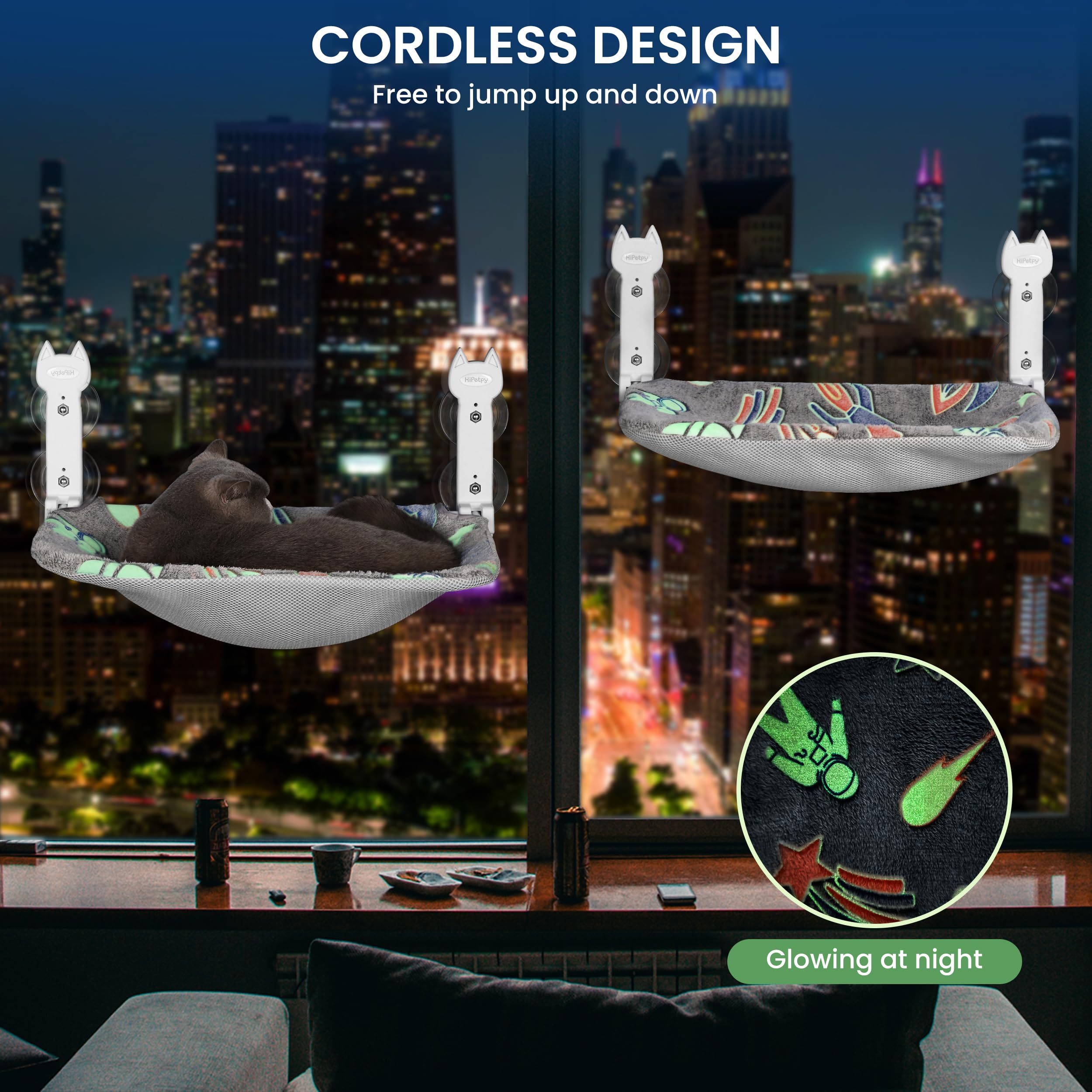 HiPetpy sunken design creates secure curled naps for added kitty comfort.