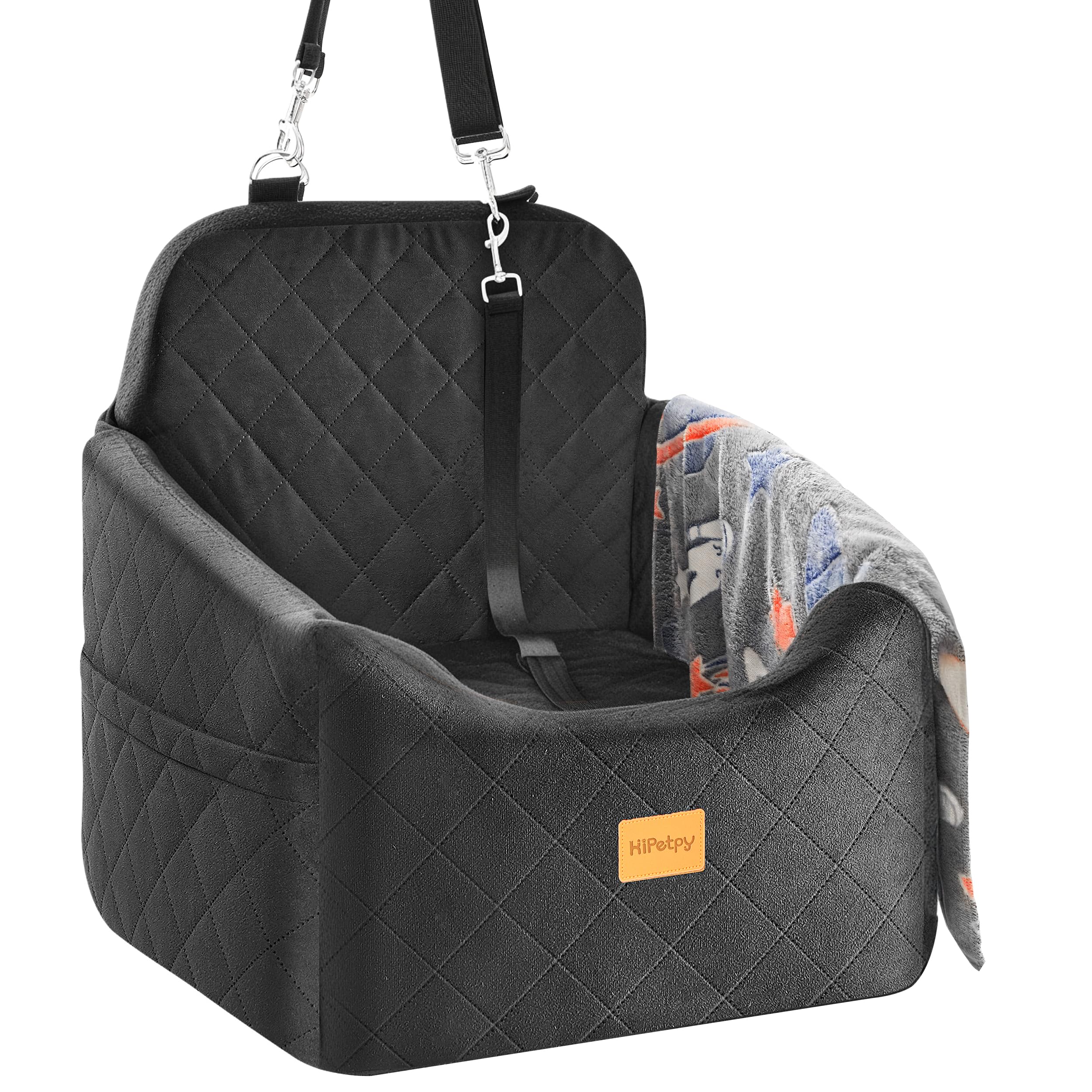 HiPetpy dog car seat front view shows elevated comfort for small dogs