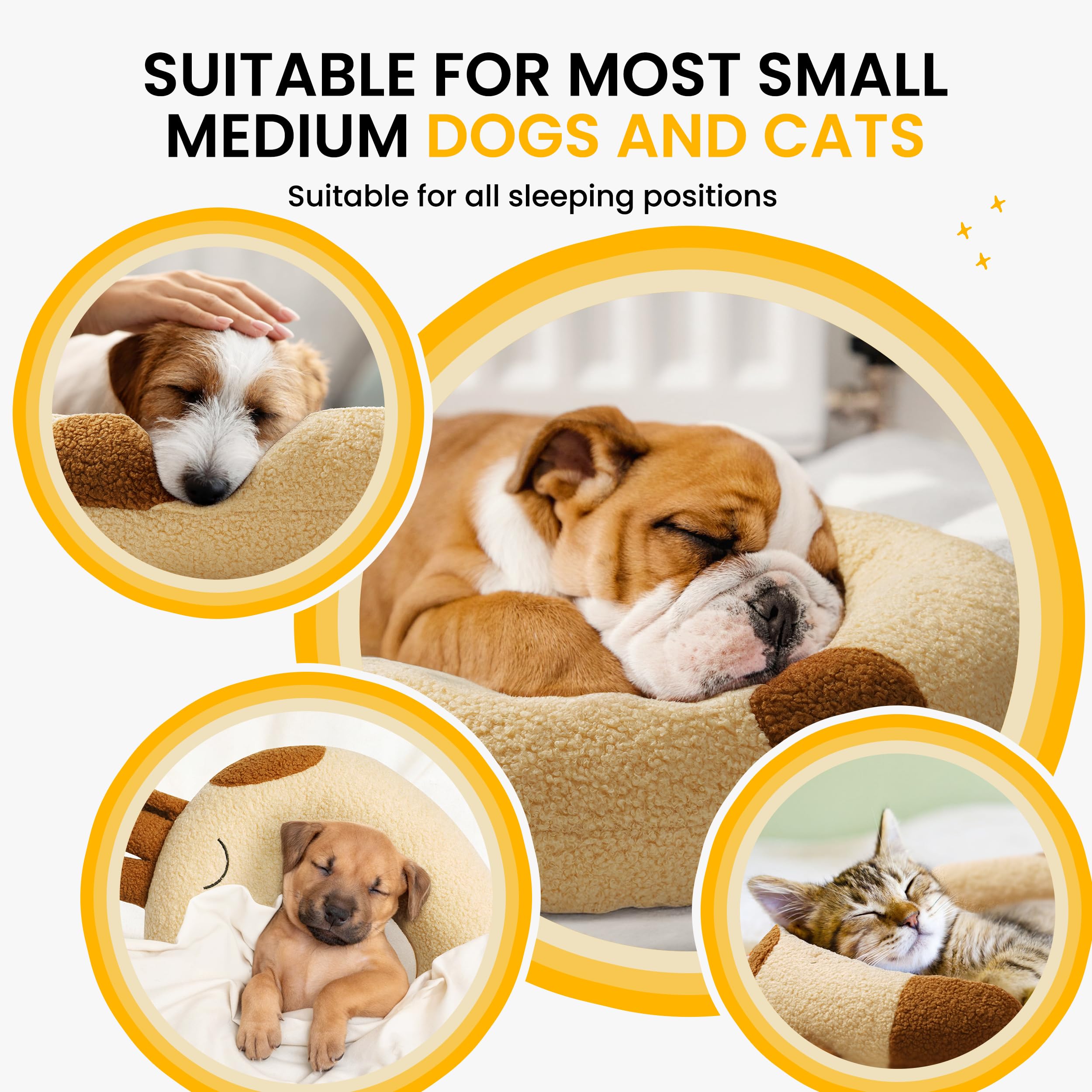 HiPetpy dog pillow bedtime yellow supports restful, deeper sleep for longer naps