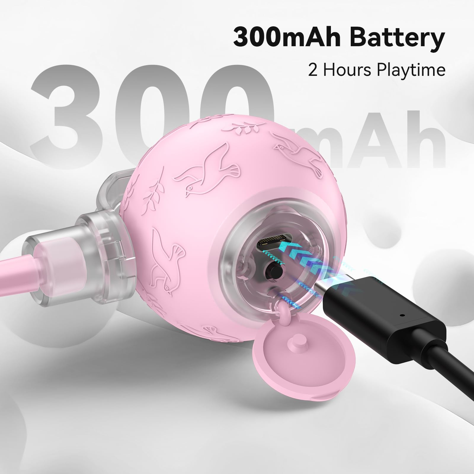 Hipibbo cat ball charging port hidden for convenient USB recharge