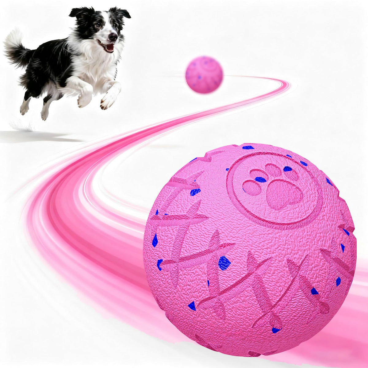 Hipibbo dog ball pink outer shell for indoor-outdoor play and mental stimulation.