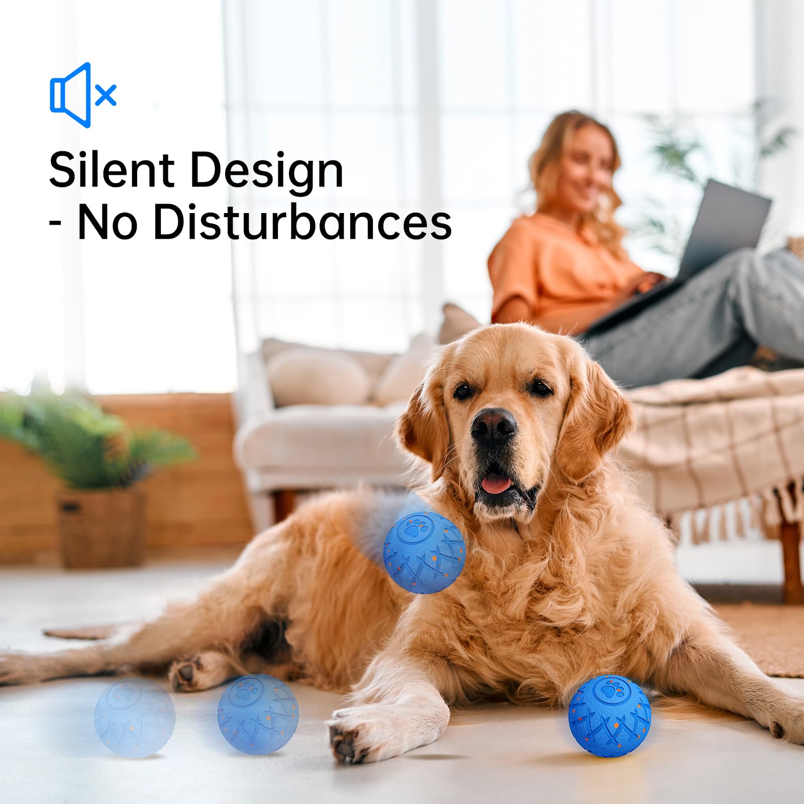 Hipibbo Interactive Dog Ball blue-floating-outdoor—floats on water for poolside fun.