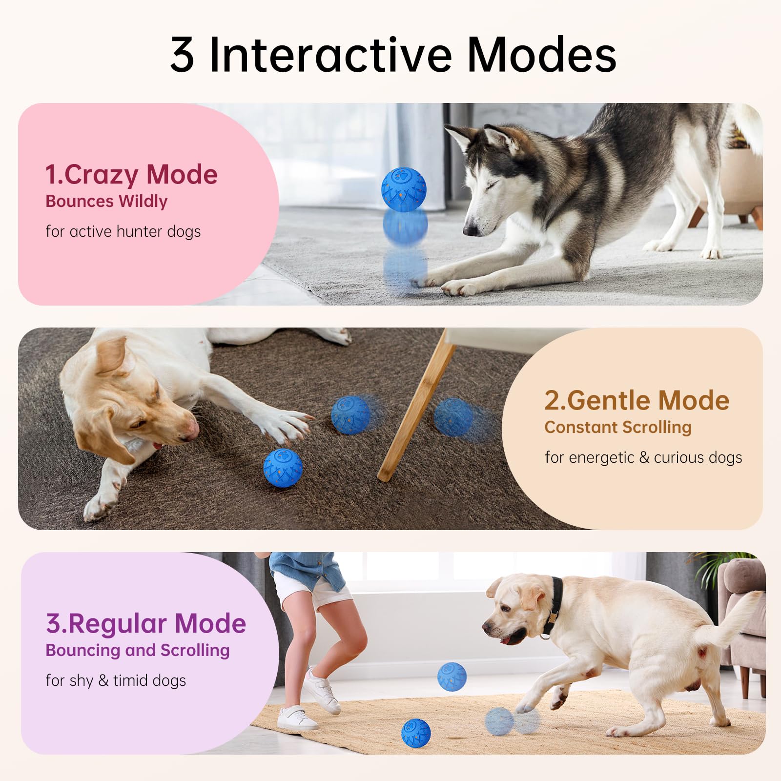 Hipibbo Interactive Dog Ball blue ip54-waterproof—outdoor-ready, splash-friendly play.