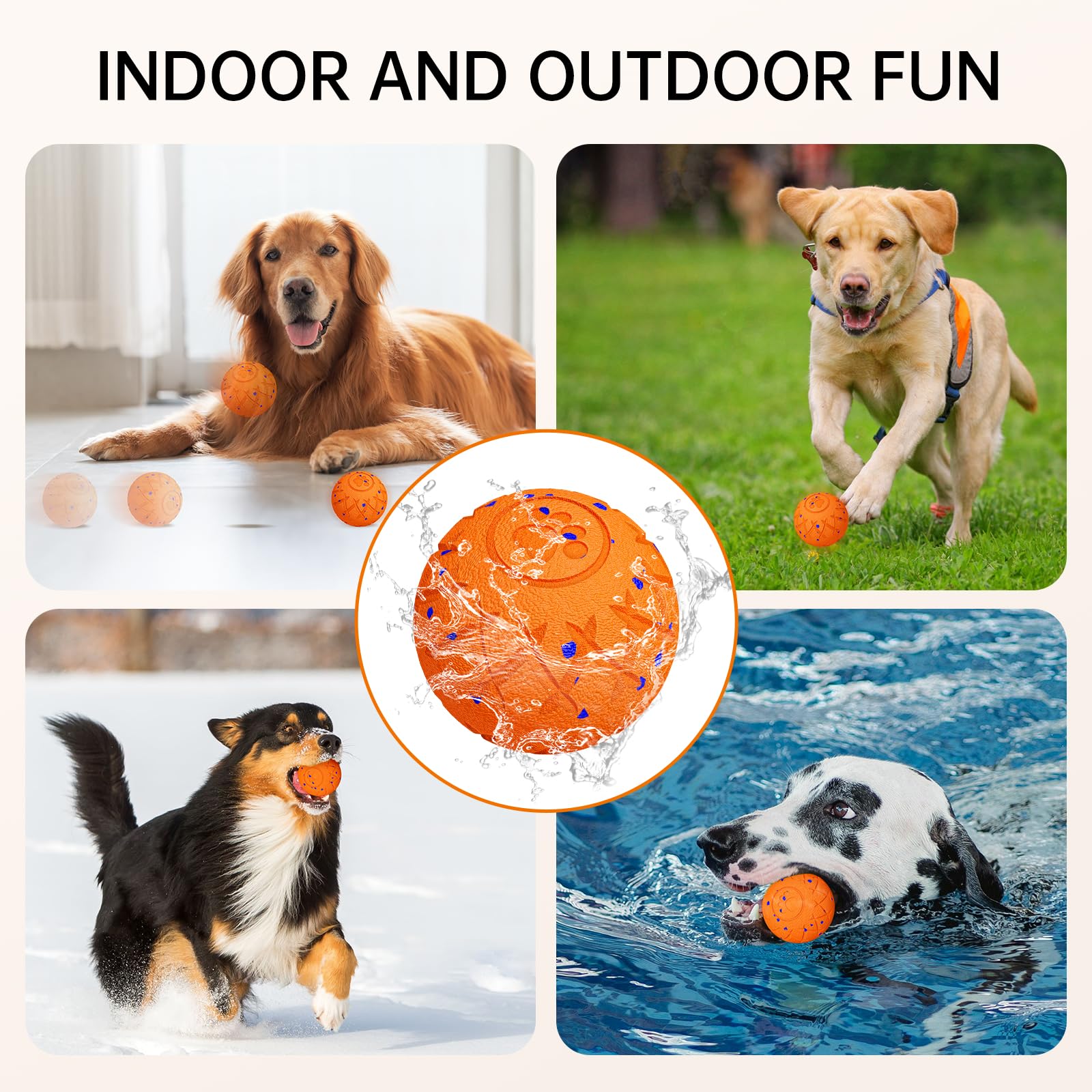 Hipibbo Interactive Dog Ball diameter 3.15 inches fits medium and large dogs.