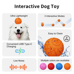 Hipibbo Interactive Dog Ball mode switching shows Crazy Regular Gentle options.