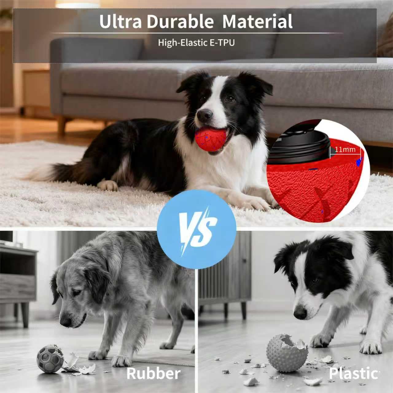 hipibbo interactive dog toy ball IP54 waterproof shell for indoor and outdoor use