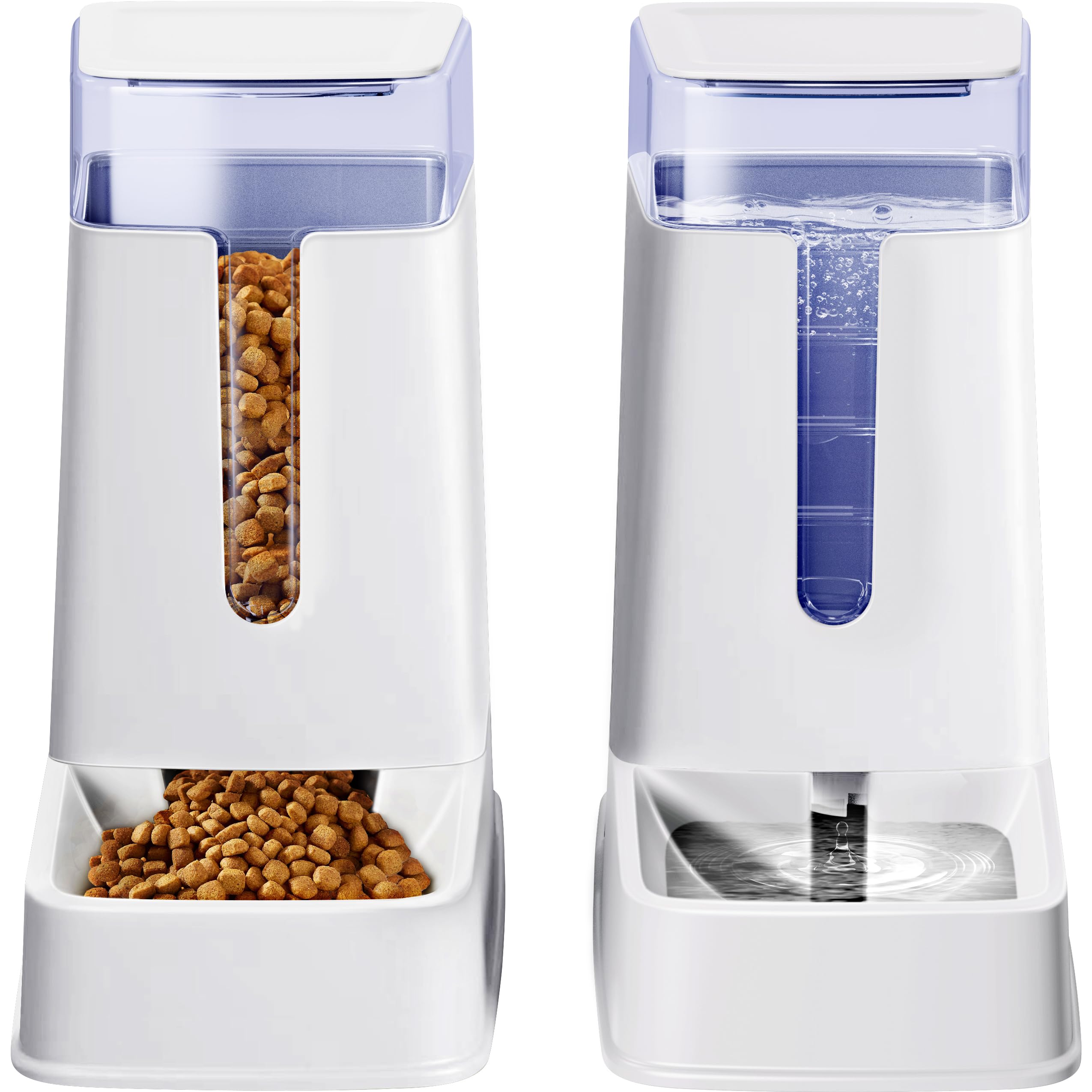 Hipidog 2packs automatic feeder and waterer front view with dual gravity dispensers for pets.