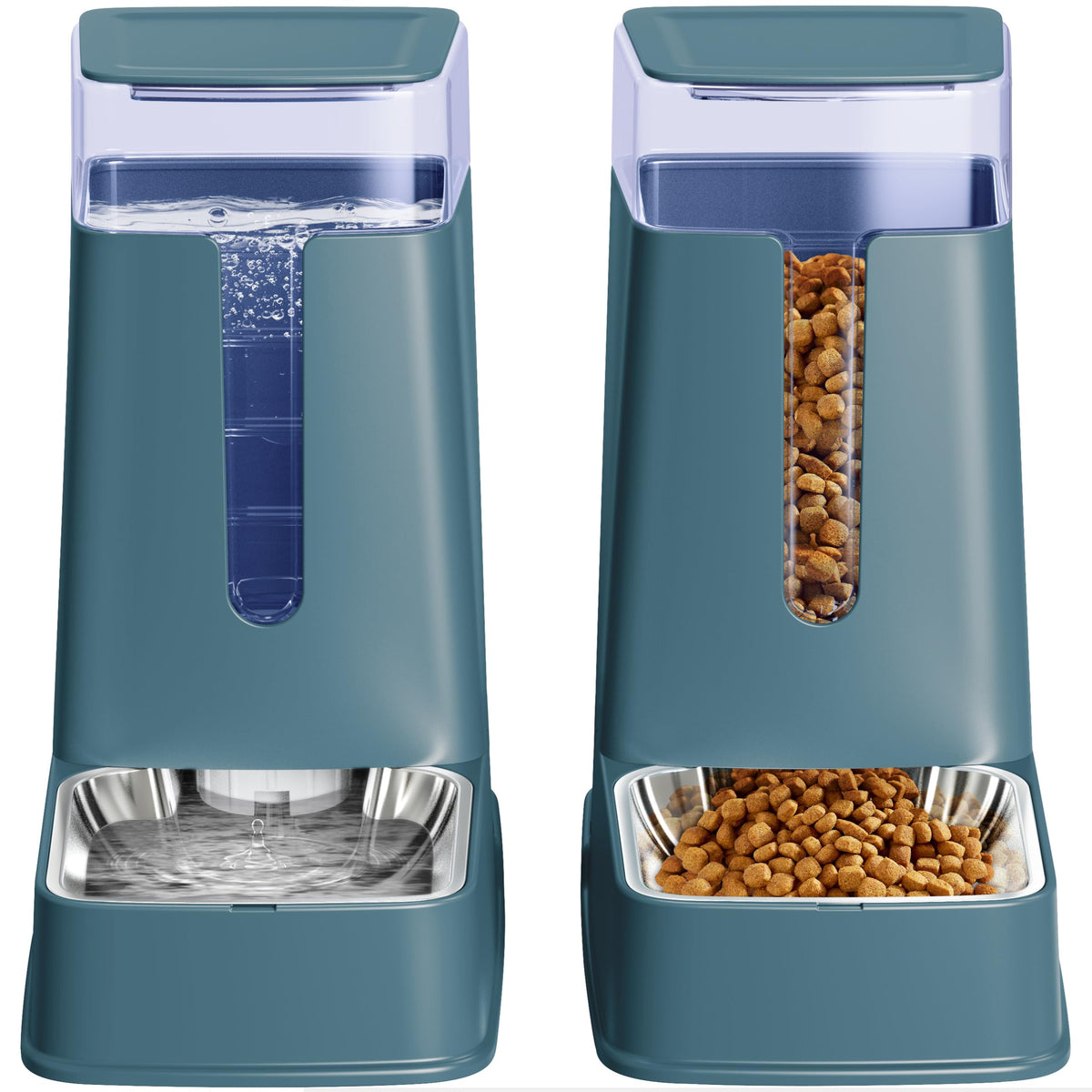 Hipidog cat food dispenser with stainless steel bowls in assembly for easy cleaning