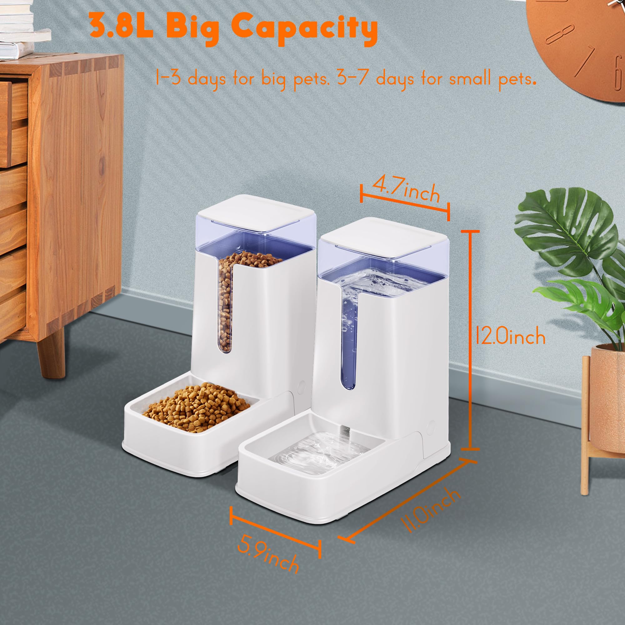 Hipidog one-gallon capacity feeder-waterer ensures multi-day supply for pets.