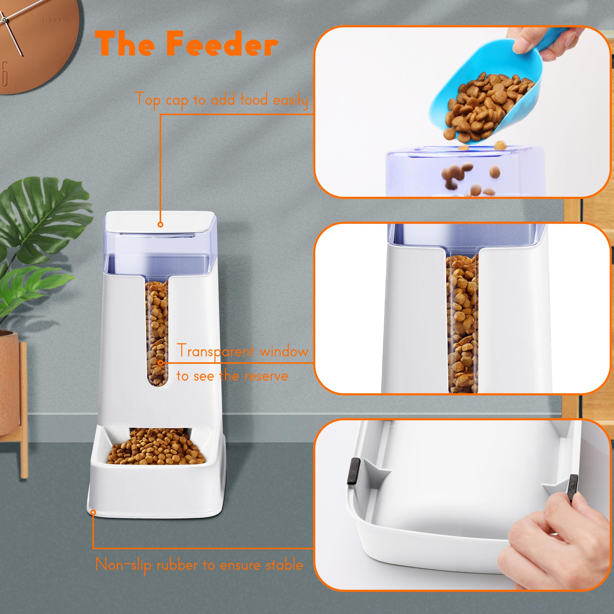 Hipidog wide-mouth feeder design prevents food jams during dispensing.