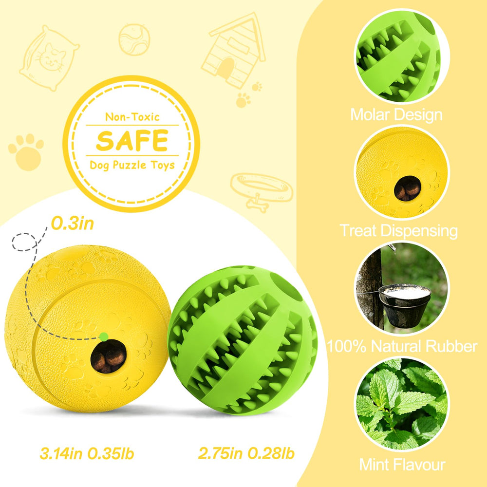 HIPPIH yellow puzzle ball close-up highlighting treat-dispensing for slow feeding fun.