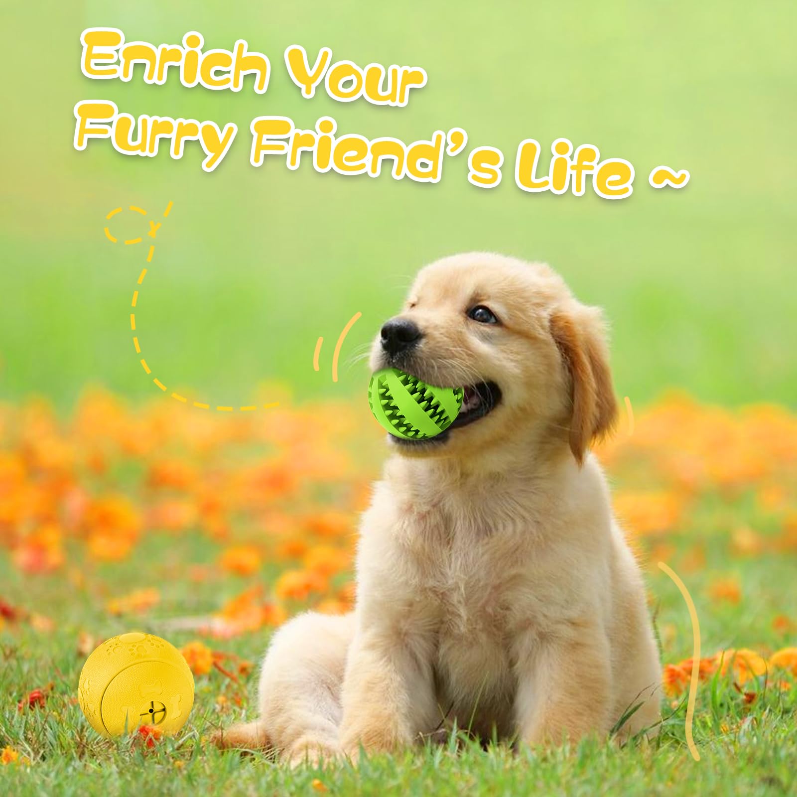 HIPPIH interactive dog toy pack shows two sizes suitable for small to large dogs.