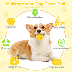 HIPPIH yellow treat-ball close-up shows grooves for snack placement and interactive play.