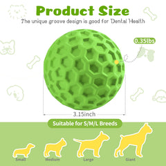 HIPPIH indestructible dog ball side view highlights groove design for dental-friendly chewing.