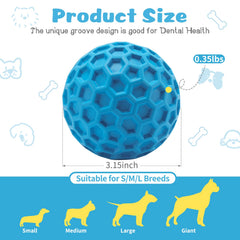 HIPPIH indestructible dog ball close-up squeaky texture supports dental-like grinding during fetch.