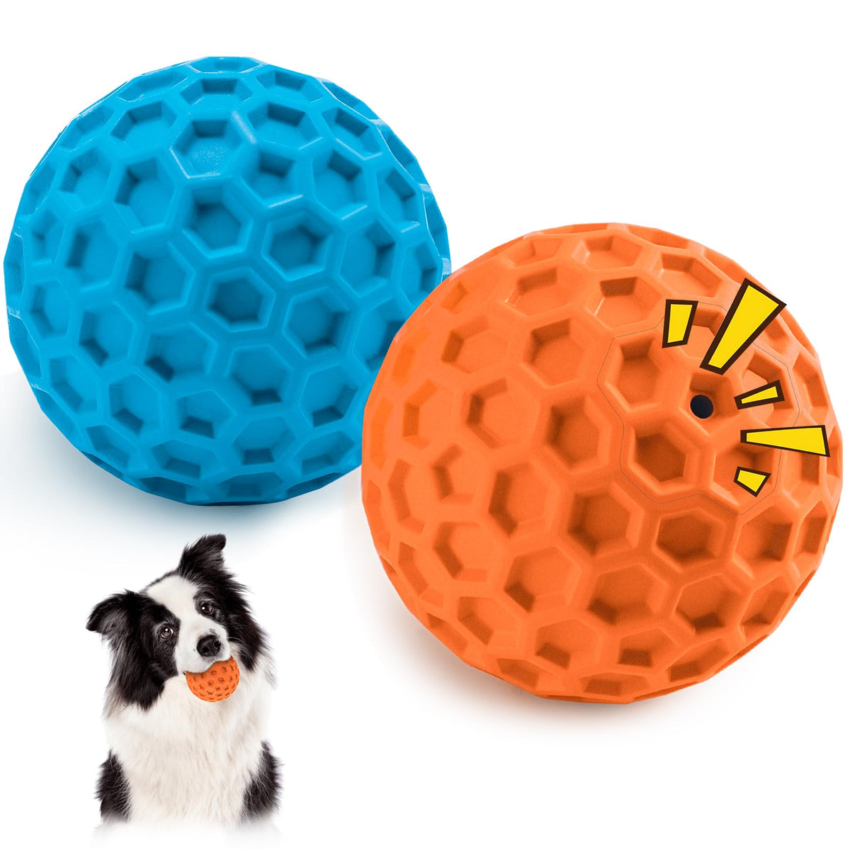 HIPPIH indestructible squeaky dog ball (3.15 inch) for engaging chew play.
