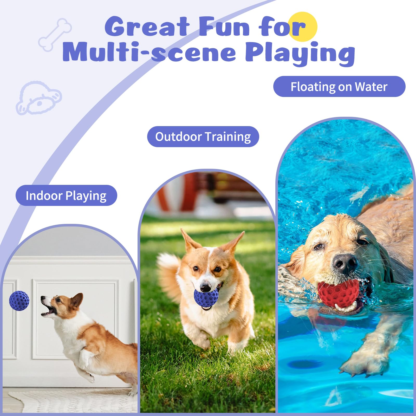 HIPPIH indestructible squeaky dog ball outdoor play shot for park or yard