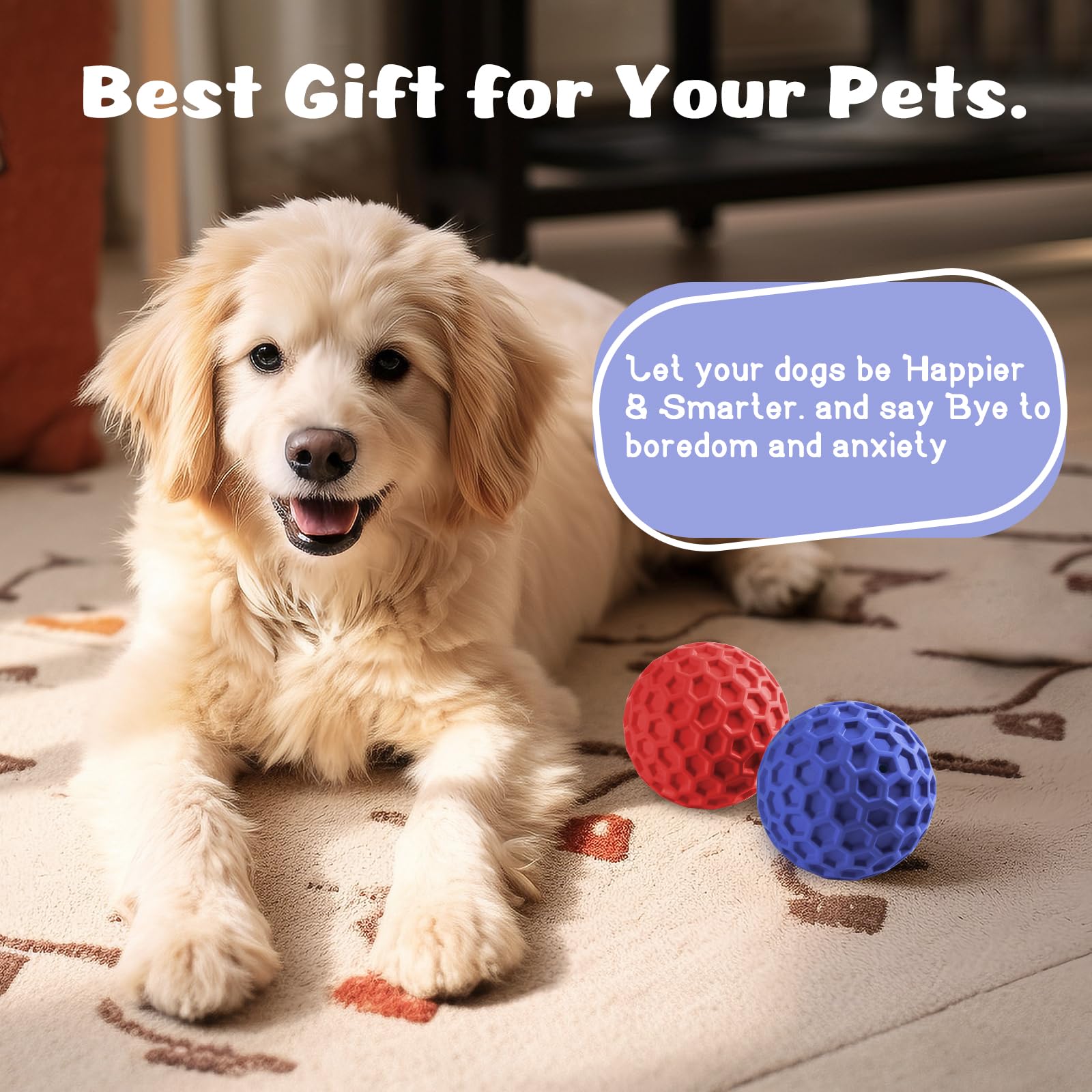HIPPIH indestructible squeaky dog ball size variety suitable for all dog sizes