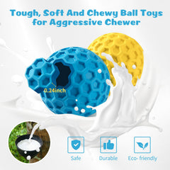 HIPPIH natural rubber dog ball with dental grooves for teeth cleaning while teething and chewing.