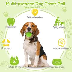 HIPPIH green treat-dispensing ball open view reveals grooves for food.