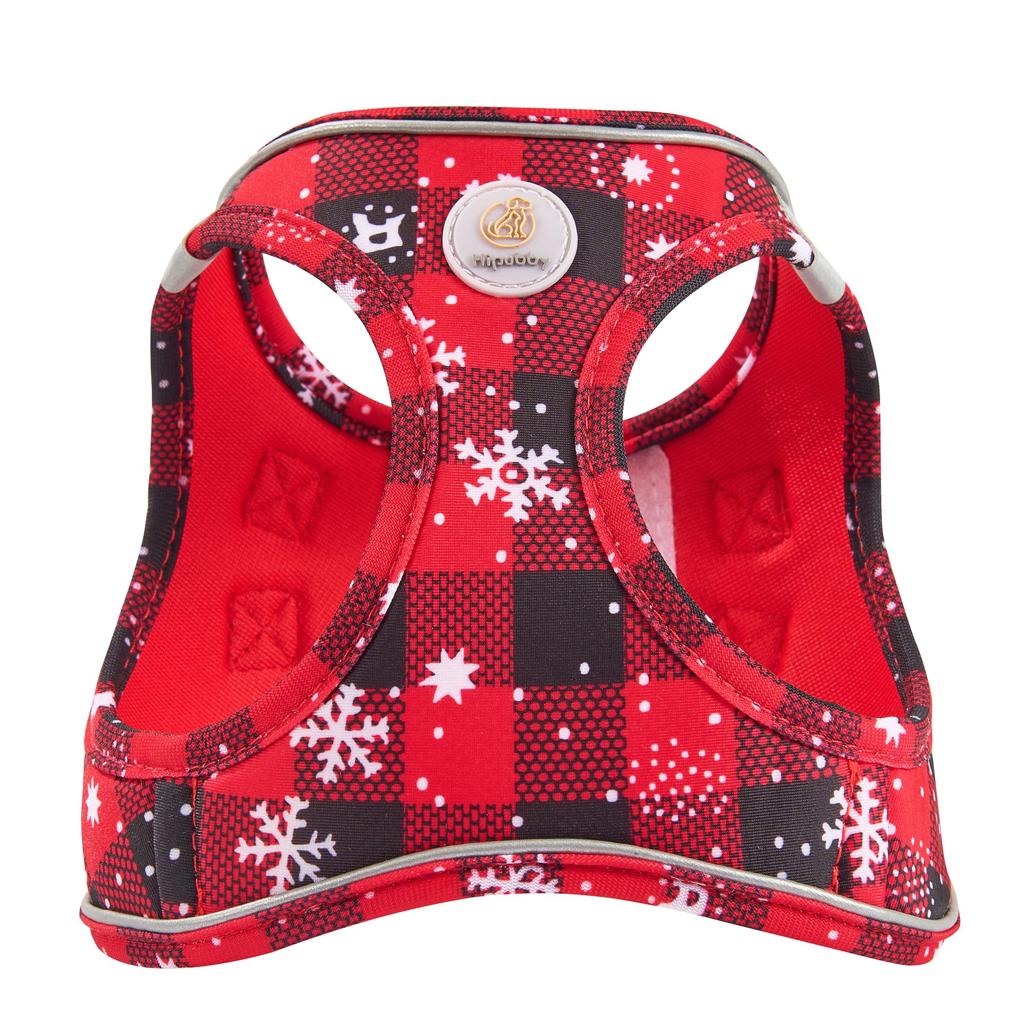 Hipubby Christmas dog harness with reflective strips for safer evening walks.