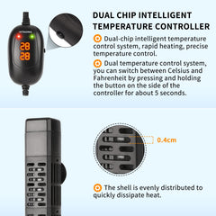 HiTauing aquarium heater ABS shell protects fish and handlers from heat