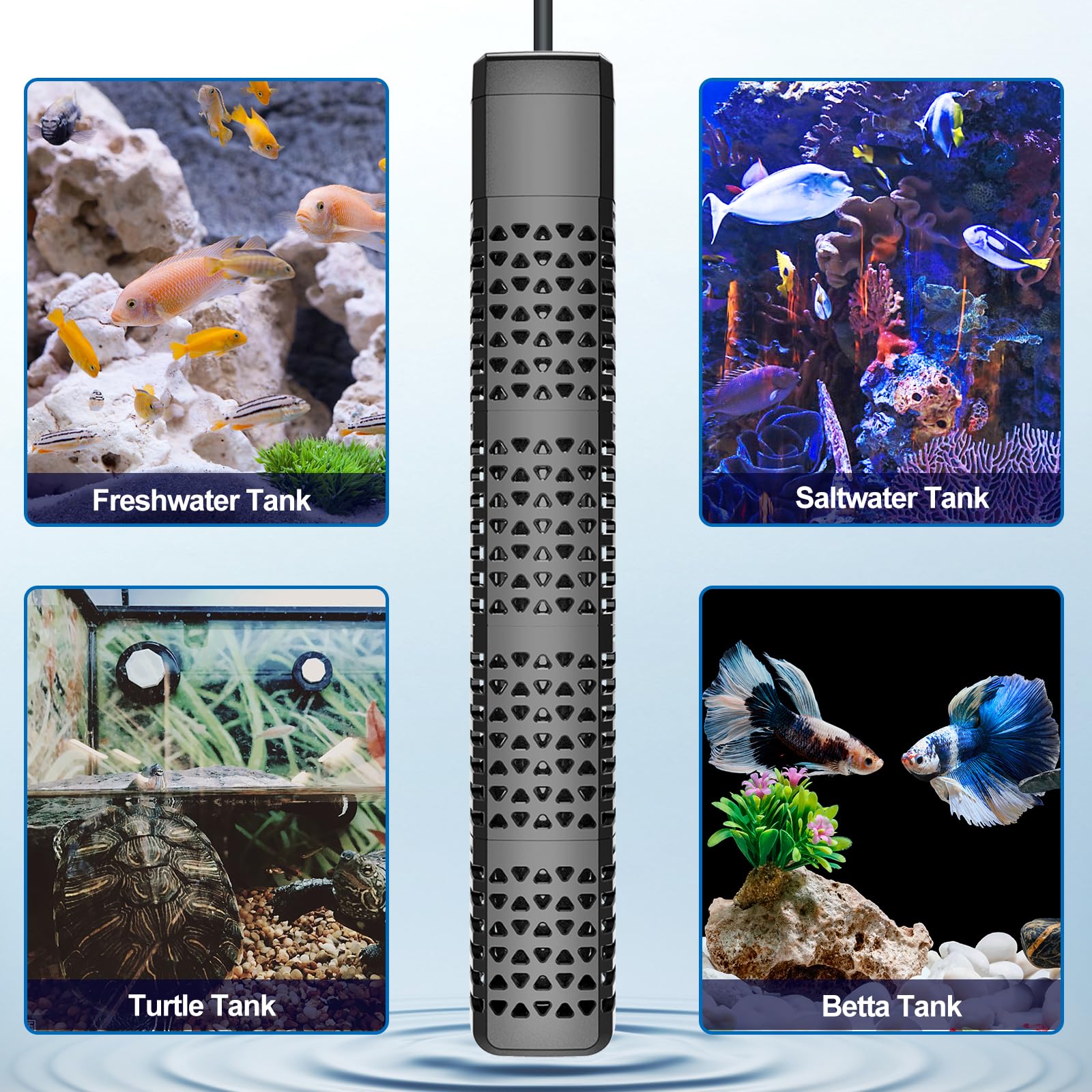 HiTauing 75-135 gallon compatibility supports various setups, from betta bowls to community tanks.