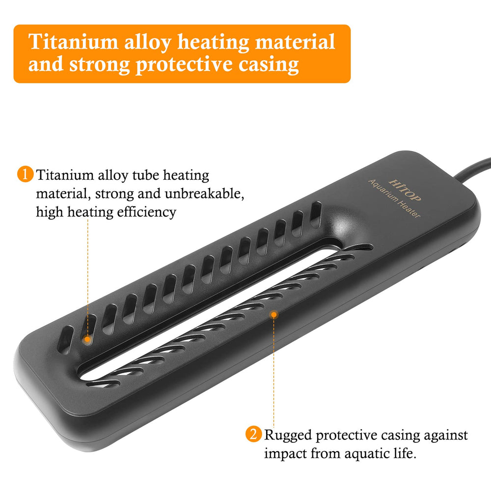 Hitop 1000W heater in tank demonstrating stable temperature control