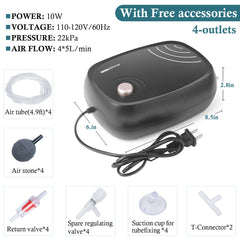 HITOP 10W four-outlet setup powers multiple tanks or bubbler walls.