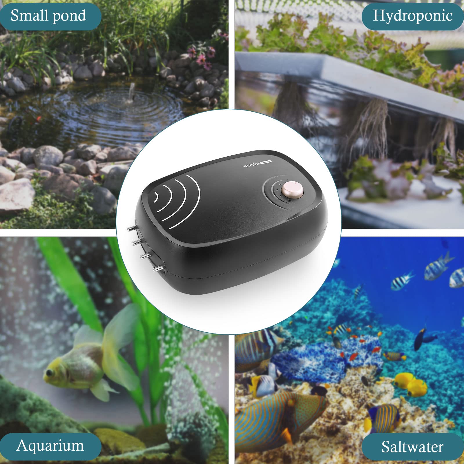 HITOP 10W ready for hydroponics and ponds with reliable aeration in compact spaces.