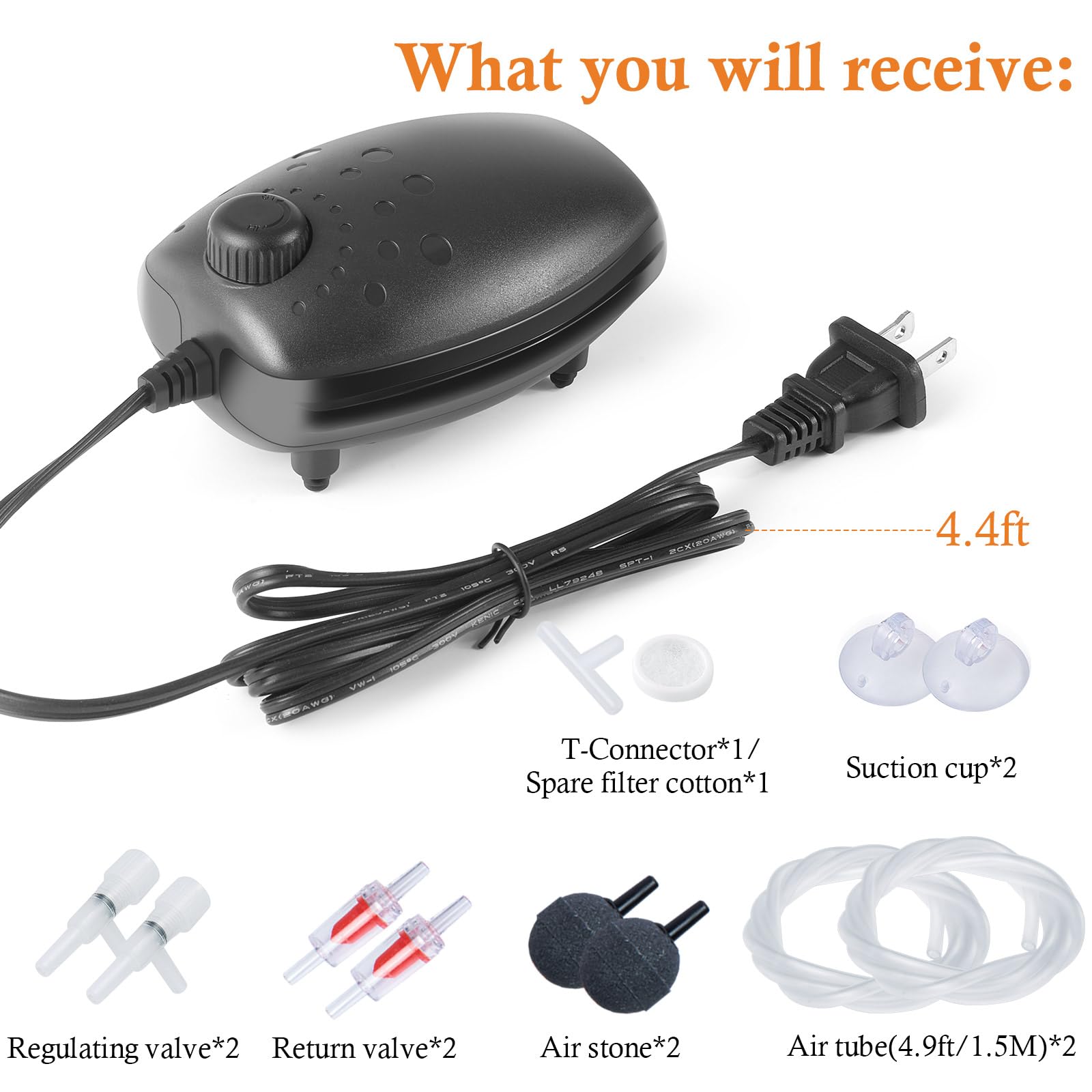 HITOP 3W complete accessories include tubing and stones for quick setup.