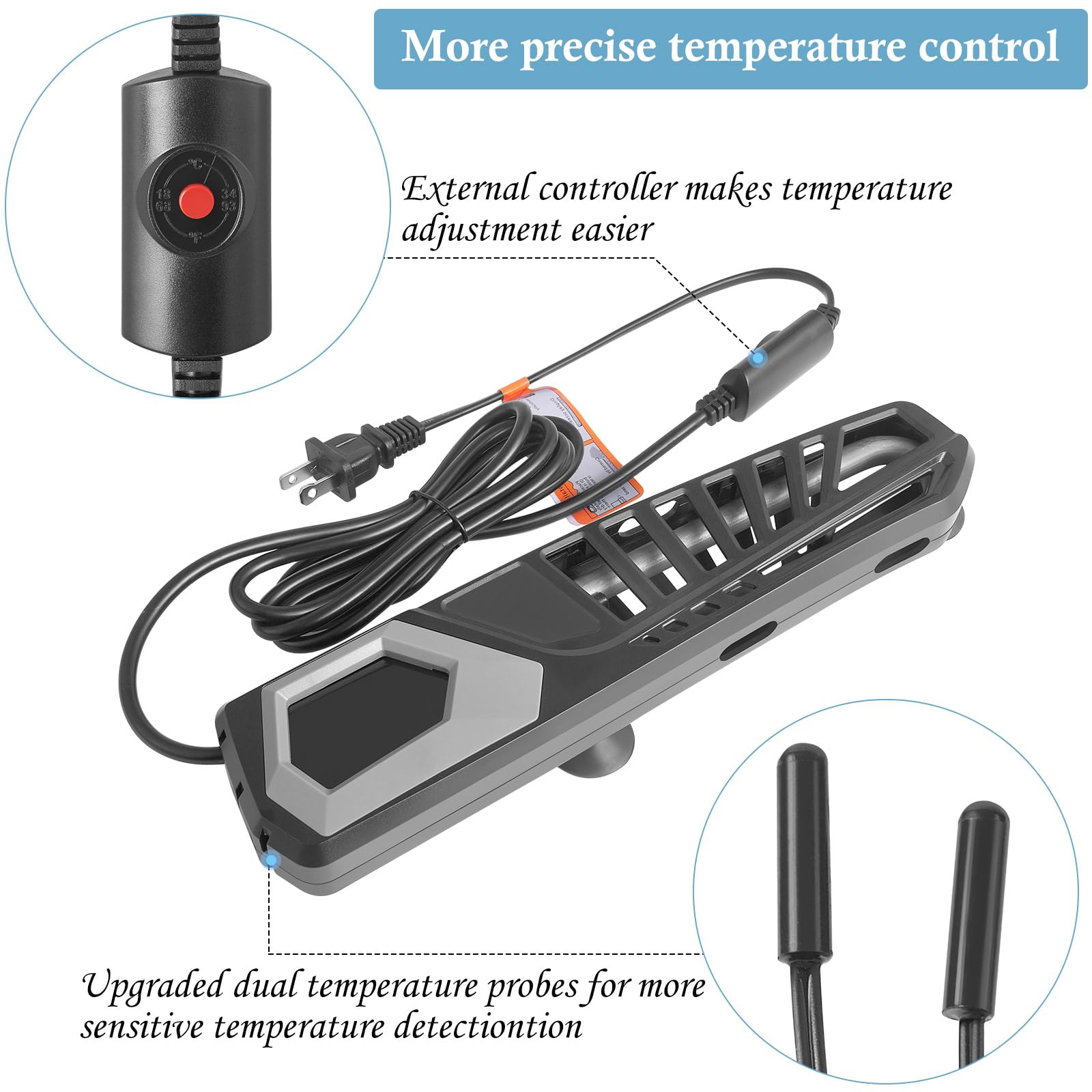 HITOP 800W titanium heater with over-temperature protection prevents overheating.