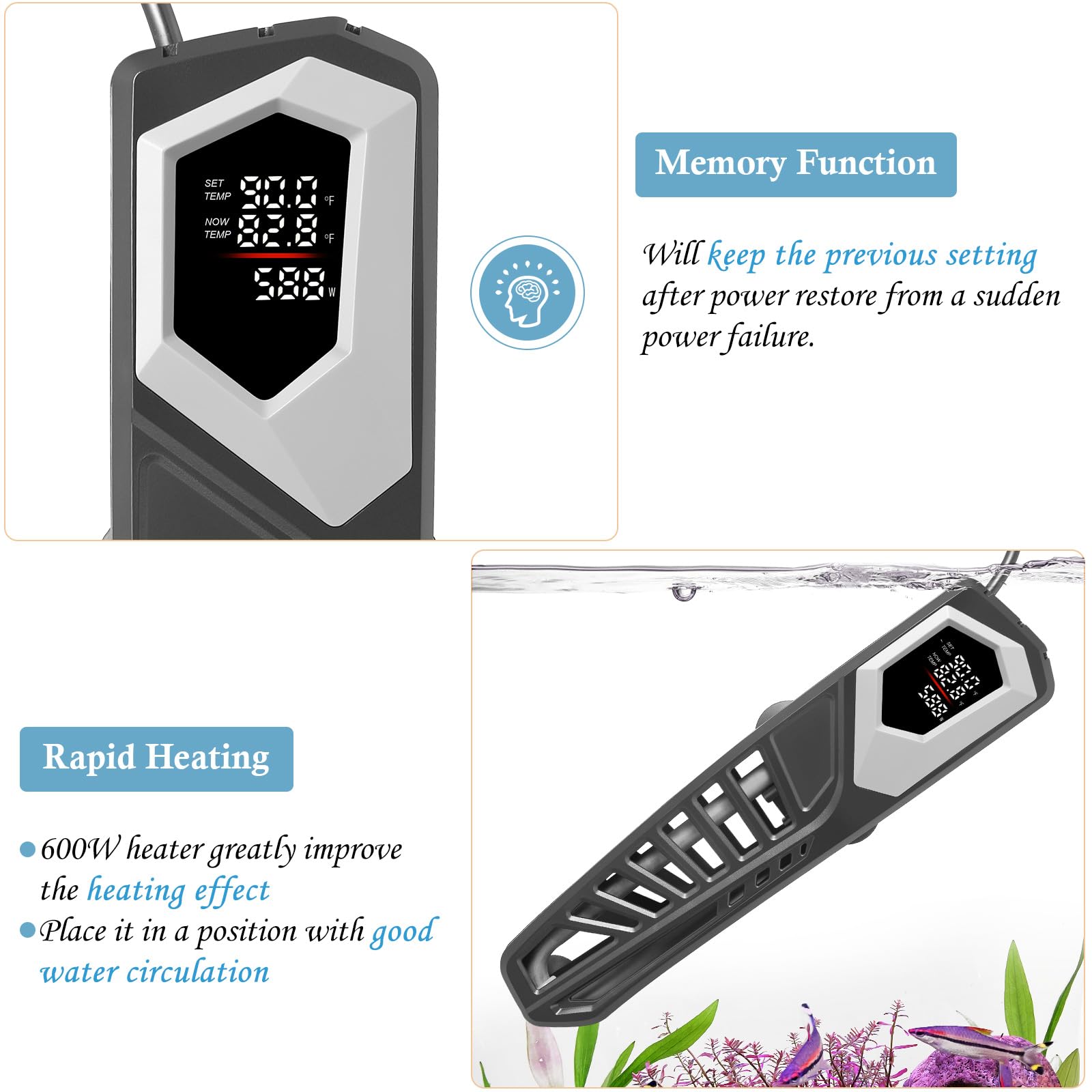 HITOP 800W titanium heater ideal for 100-250 gallon tanks.