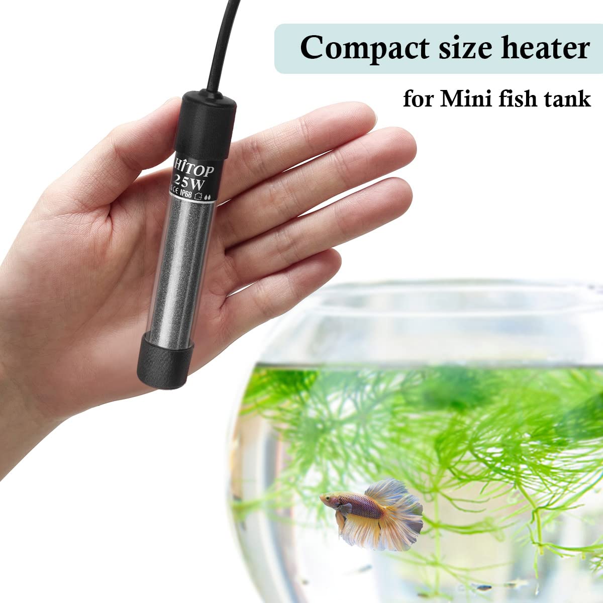 Hitop Mini Calefactor Acuario con pantalla LED para lectura de temperatura