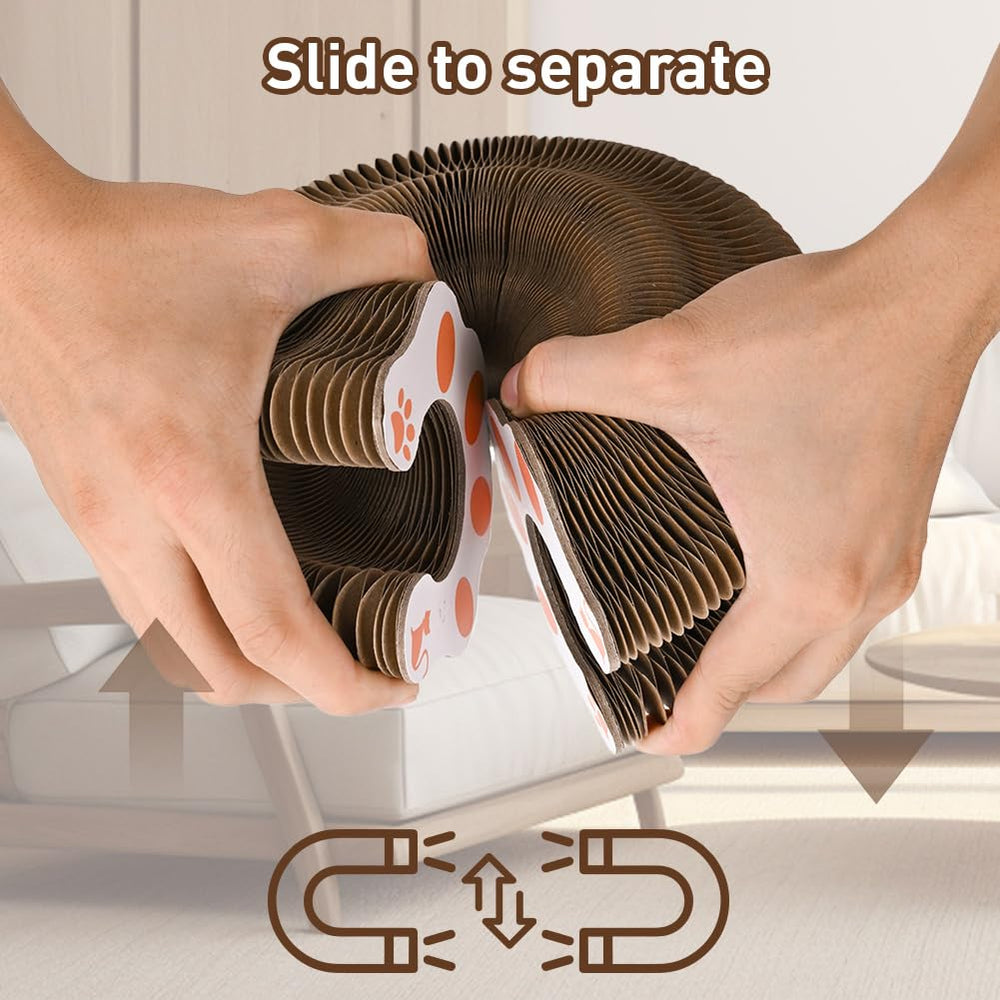 HivaolJoy cat-scratcher-infinity-magnetic-suction demonstrates adjustable setups with magnetic parts.