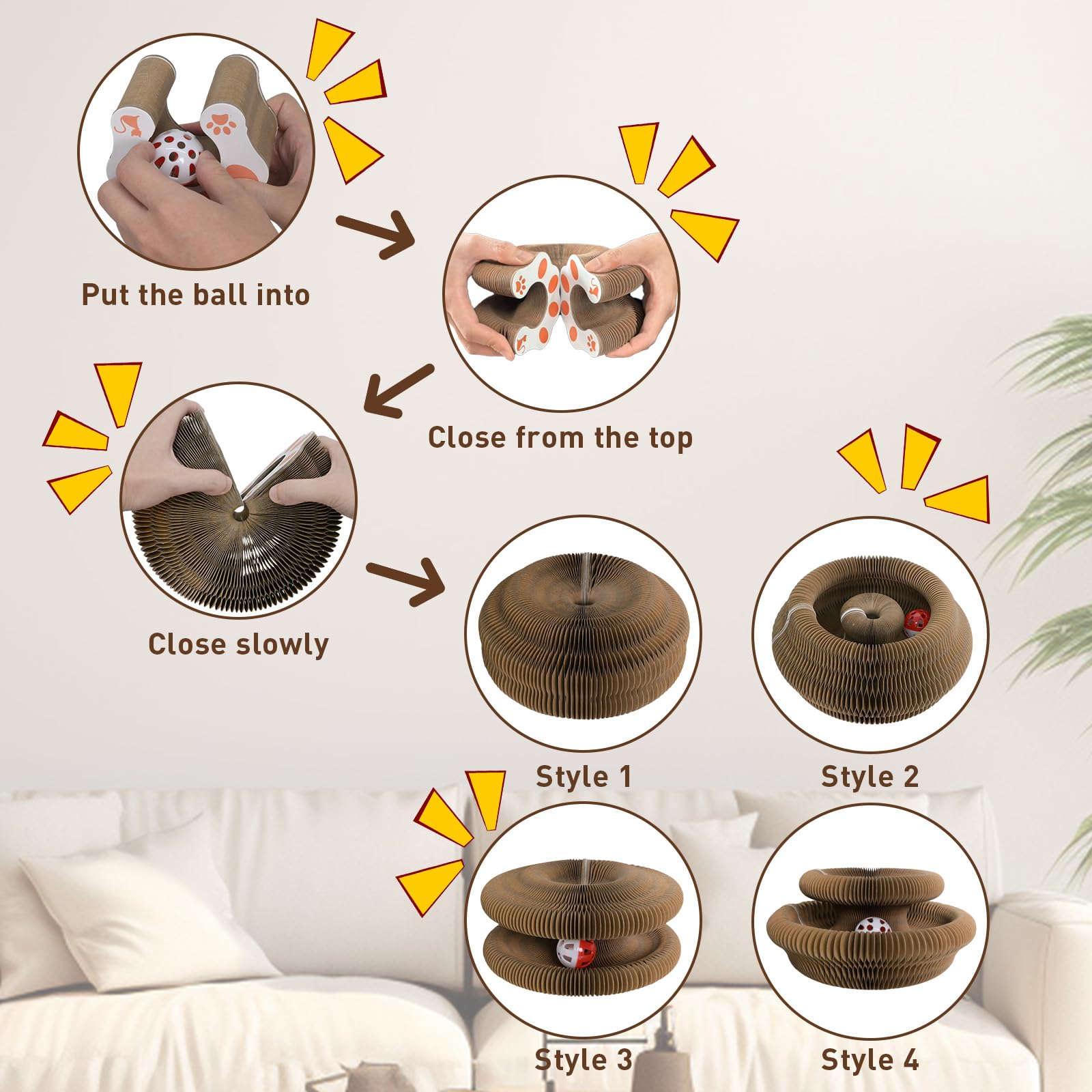 HivaolJoy cat-scratcher-infinity-reversible-shapes highlights shapeable fun for scratching and lounging.