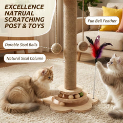 HivaolJoy wooden cat scratcher close-up showing natural sisal texture for scratching.