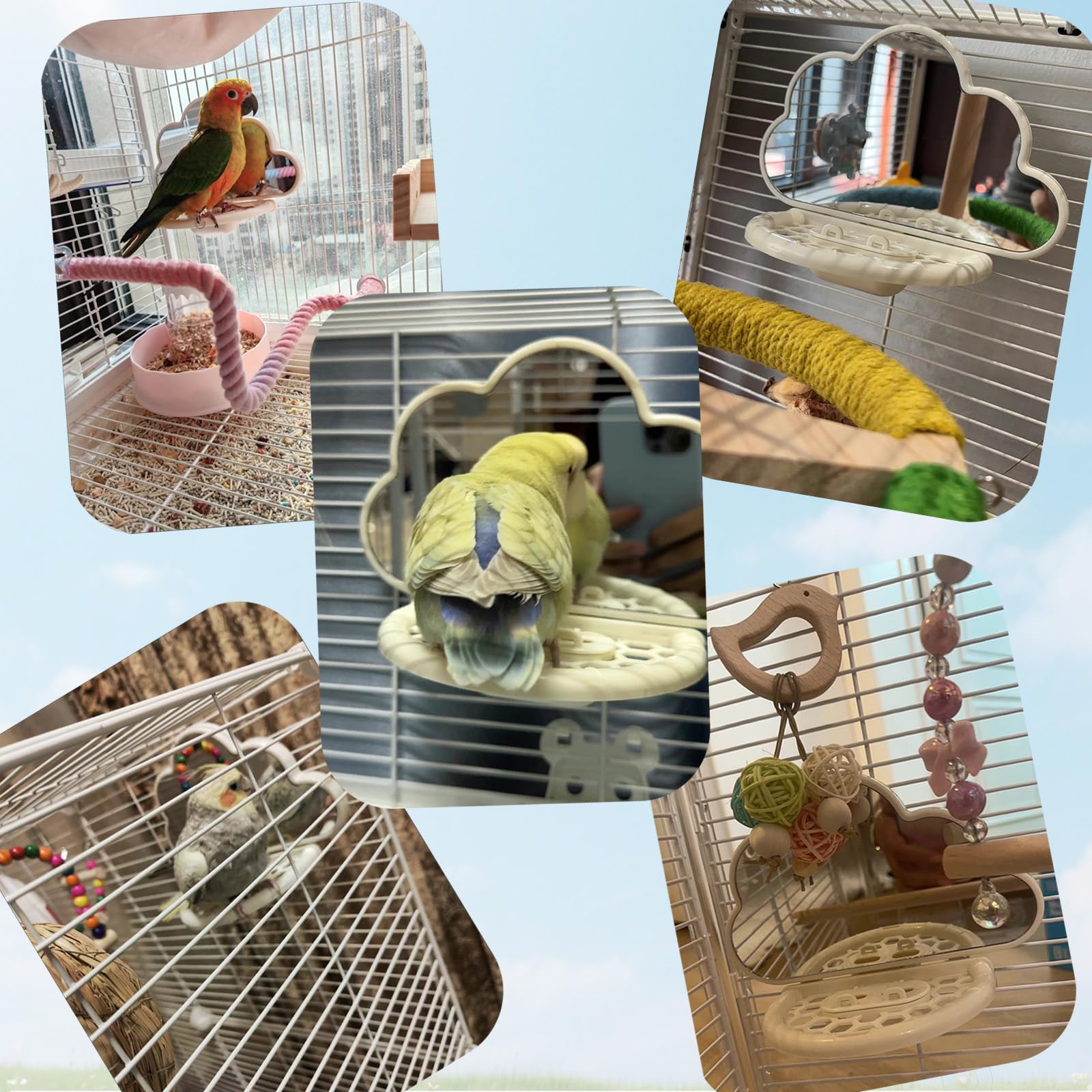 Hivovannn Bird Mirror safety-edging protects feathers and cage surfaces.